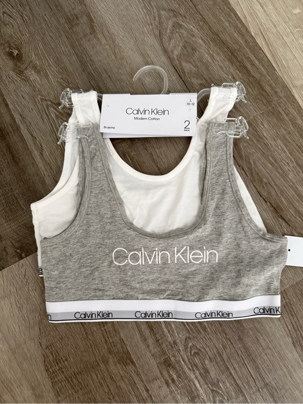 Calvin Klein Modern Cotton Bralette 2-Pack in White & Grey
